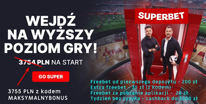 bonus w Superbet z kodem promocyjnym to 3755 pln