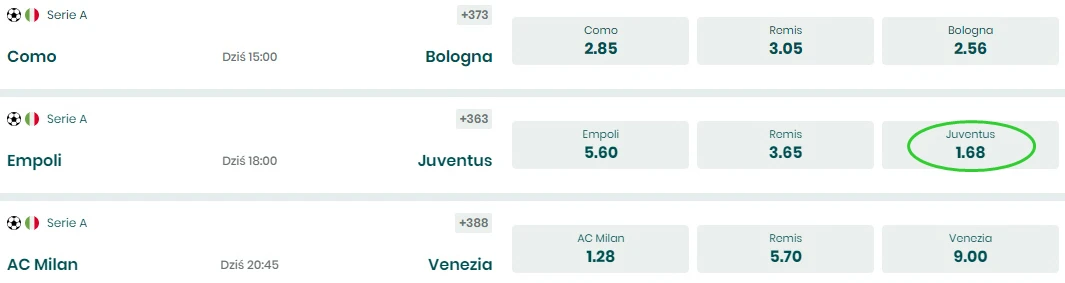 Betfan - kursy na Serie A